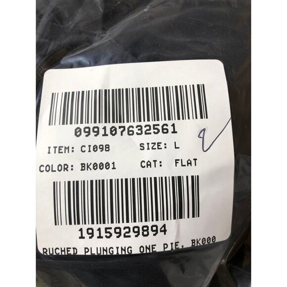 J. Crew One Piece Swimsuit Ruched Plunge V- Neck Swimwear Black NWT Large - Picture 7 of 8